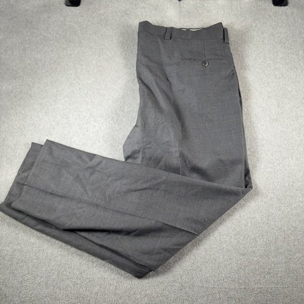 Zignone Dress Pants Mens 40x29 Gray Solid Super 110s Wool Biella Italy FlatFront